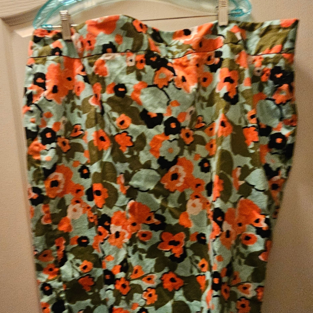 Lane Bryant Orange and Green Pencil Skirt